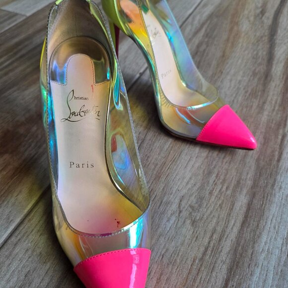 Christian Louboutin Debout 100 Patent Fushia Leather PVC Riviera Pumps. Eur. 37 - Picture 3 of 14